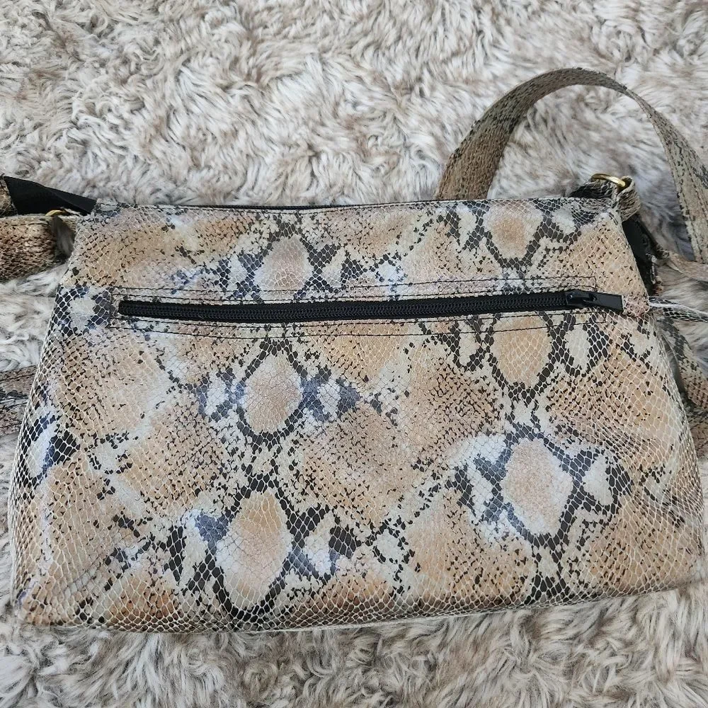 The House of Leather Handmade‎ Genuine Leather Crossbody Bag Metallic Snakeskin